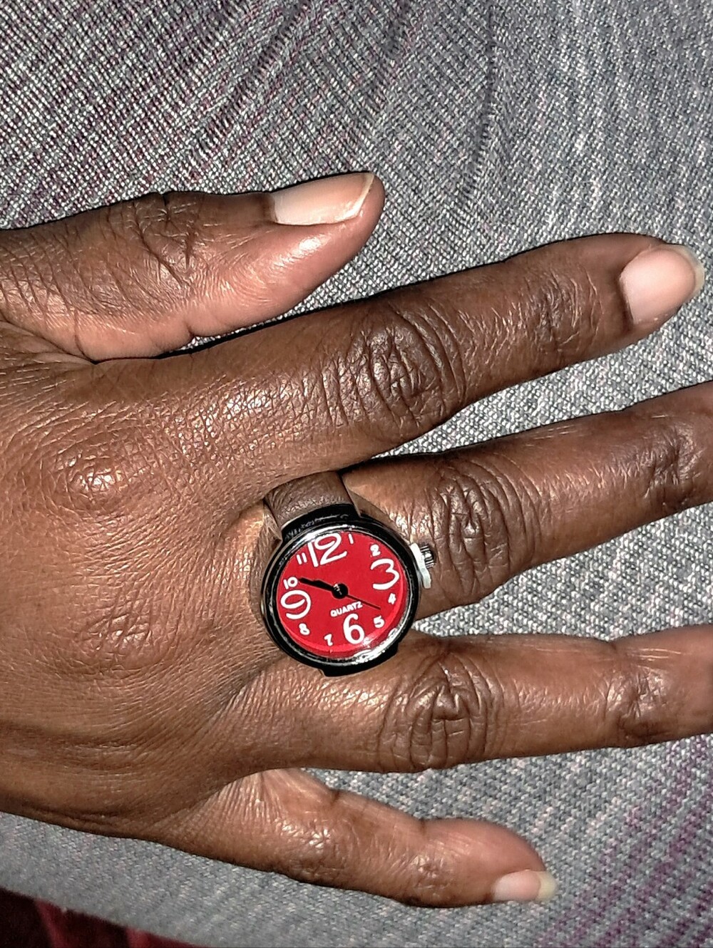 Ring Watch Silver Red Stretch Band Classy